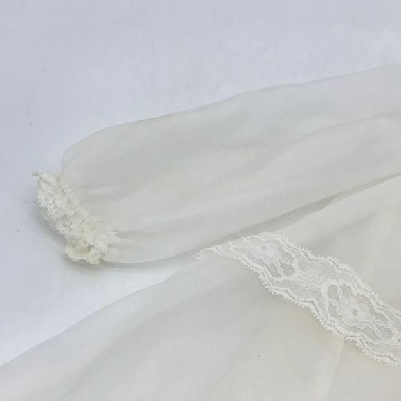 Vintage 70’s Chiffon Lace Christening Gown Wedding Dress Bonnet Booties Set - Picture 5 of 16